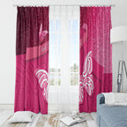 New Zealand Breast Cancer Awareness Window Curtain Pink Ribbon Butterfly Maori Pattern