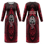 New Zealand Maori Language Week Couples Matching Long Sleeve Bodycon Dress and Hawaiian Shirt Te Wiki O Te Reo Maori Hei Tiki
