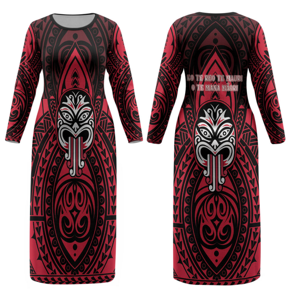 New Zealand Maori Language Week Couples Matching Long Sleeve Bodycon Dress and Long Sleeve Button Shirt Te Wiki O Te Reo Maori Hei Tiki
