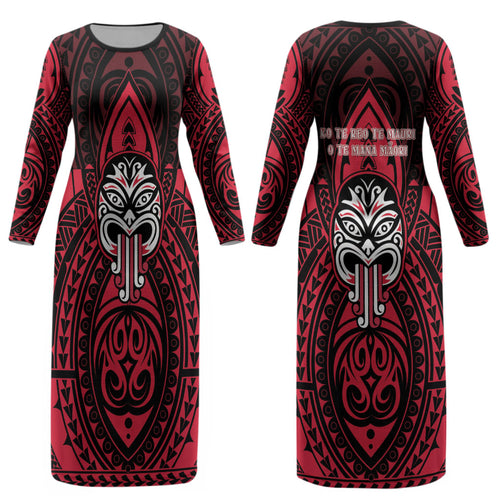 New Zealand Maori Language Week Couples Matching Long Sleeve Bodycon Dress and Long Sleeve Button Shirt Te Wiki O Te Reo Maori Hei Tiki