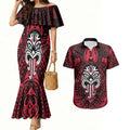 New Zealand Maori Language Week Couples Matching Mermaid Dress and Hawaiian Shirt Te Wiki O Te Reo Maori Hei Tiki