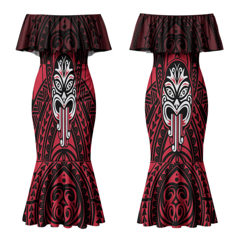 New Zealand Maori Language Week Couples Matching Mermaid Dress and Long Sleeve Button Shirt Te Wiki O Te Reo Maori Hei Tiki
