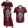 New Zealand Maori Language Week Couples Matching Off Shoulder Maxi Dress and Hawaiian Shirt Te Wiki O Te Reo Maori Hei Tiki