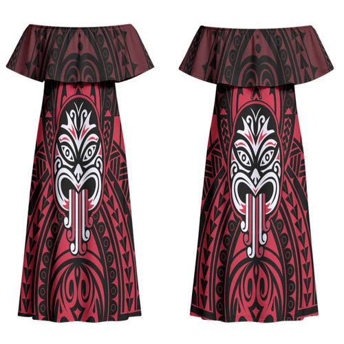 New Zealand Maori Language Week Couples Matching Off Shoulder Maxi Dress and Hawaiian Shirt Te Wiki O Te Reo Maori Hei Tiki