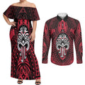 New Zealand Maori Language Week Couples Matching Off Shoulder Maxi Dress and Long Sleeve Button Shirt Te Wiki O Te Reo Maori Hei Tiki