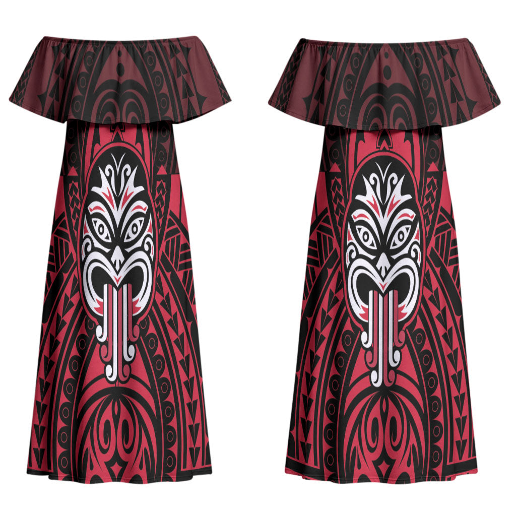 New Zealand Maori Language Week Couples Matching Off Shoulder Maxi Dress and Long Sleeve Button Shirt Te Wiki O Te Reo Maori Hei Tiki
