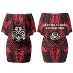New Zealand Maori Language Week Couples Matching Off Shoulder Short Dress and Hawaiian Shirt Te Wiki O Te Reo Maori Hei Tiki