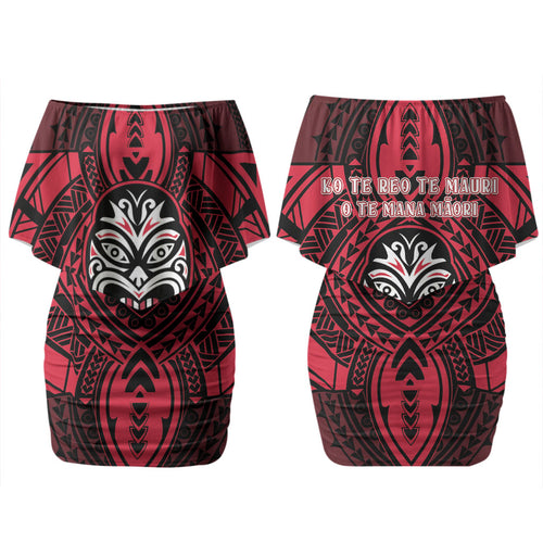 New Zealand Maori Language Week Couples Matching Off Shoulder Short Dress and Hawaiian Shirt Te Wiki O Te Reo Maori Hei Tiki