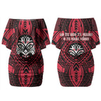 New Zealand Maori Language Week Couples Matching Off Shoulder Short Dress and Long Sleeve Button Shirt Te Wiki O Te Reo Maori Hei Tiki
