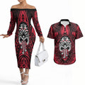 New Zealand Maori Language Week Couples Matching Off The Shoulder Long Sleeve Dress and Hawaiian Shirt Te Wiki O Te Reo Maori Hei Tiki