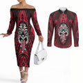 New Zealand Maori Language Week Couples Matching Off The Shoulder Long Sleeve Dress and Long Sleeve Button Shirt Te Wiki O Te Reo Maori Hei Tiki