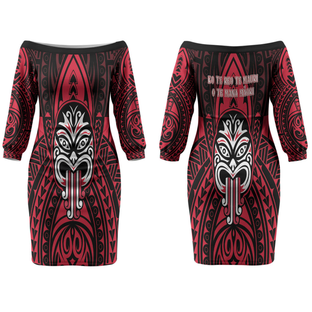 New Zealand Maori Language Week Couples Matching Off The Shoulder Long Sleeve Dress and Long Sleeve Button Shirt Te Wiki O Te Reo Maori Hei Tiki