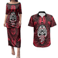 New Zealand Maori Language Week Couples Matching Puletasi and Hawaiian Shirt Te Wiki O Te Reo Maori Hei Tiki