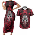 New Zealand Maori Language Week Couples Matching Short Sleeve Bodycon Dress and Hawaiian Shirt Te Wiki O Te Reo Maori Hei Tiki