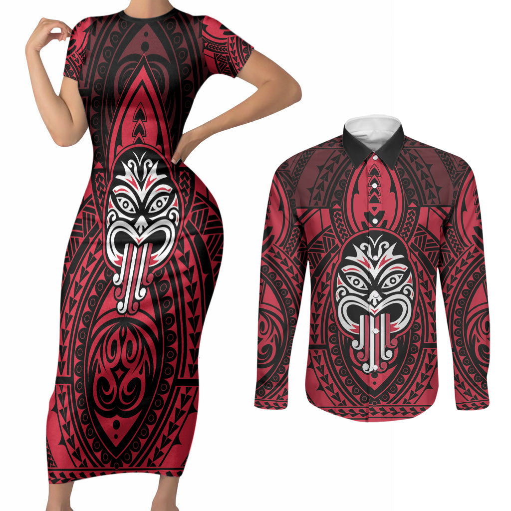 New Zealand Maori Language Week Couples Matching Short Sleeve Bodycon Dress and Long Sleeve Button Shirt Te Wiki O Te Reo Maori Hei Tiki