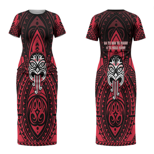 New Zealand Maori Language Week Couples Matching Short Sleeve Bodycon Dress and Long Sleeve Button Shirt Te Wiki O Te Reo Maori Hei Tiki