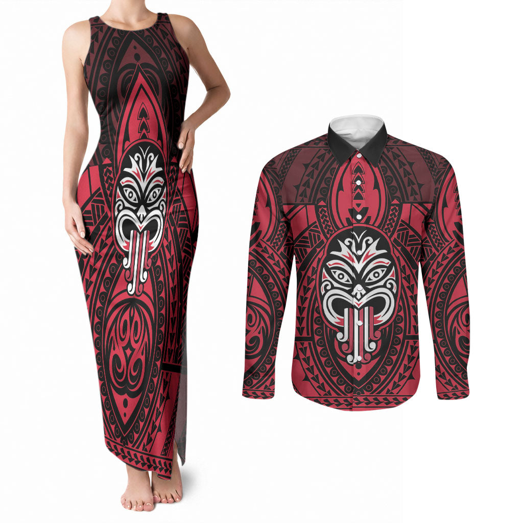 New Zealand Maori Language Week Couples Matching Tank Maxi Dress and Long Sleeve Button Shirt Te Wiki O Te Reo Maori Hei Tiki