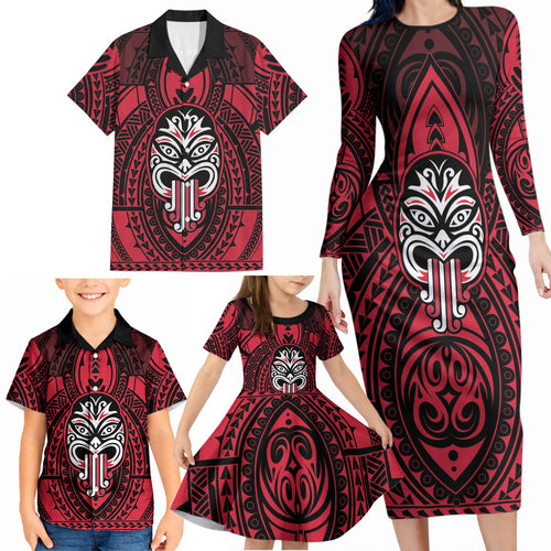 New Zealand Maori Language Week Family Matching Long Sleeve Bodycon Dress and Hawaiian Shirt Te Wiki O Te Reo Maori Hei Tiki