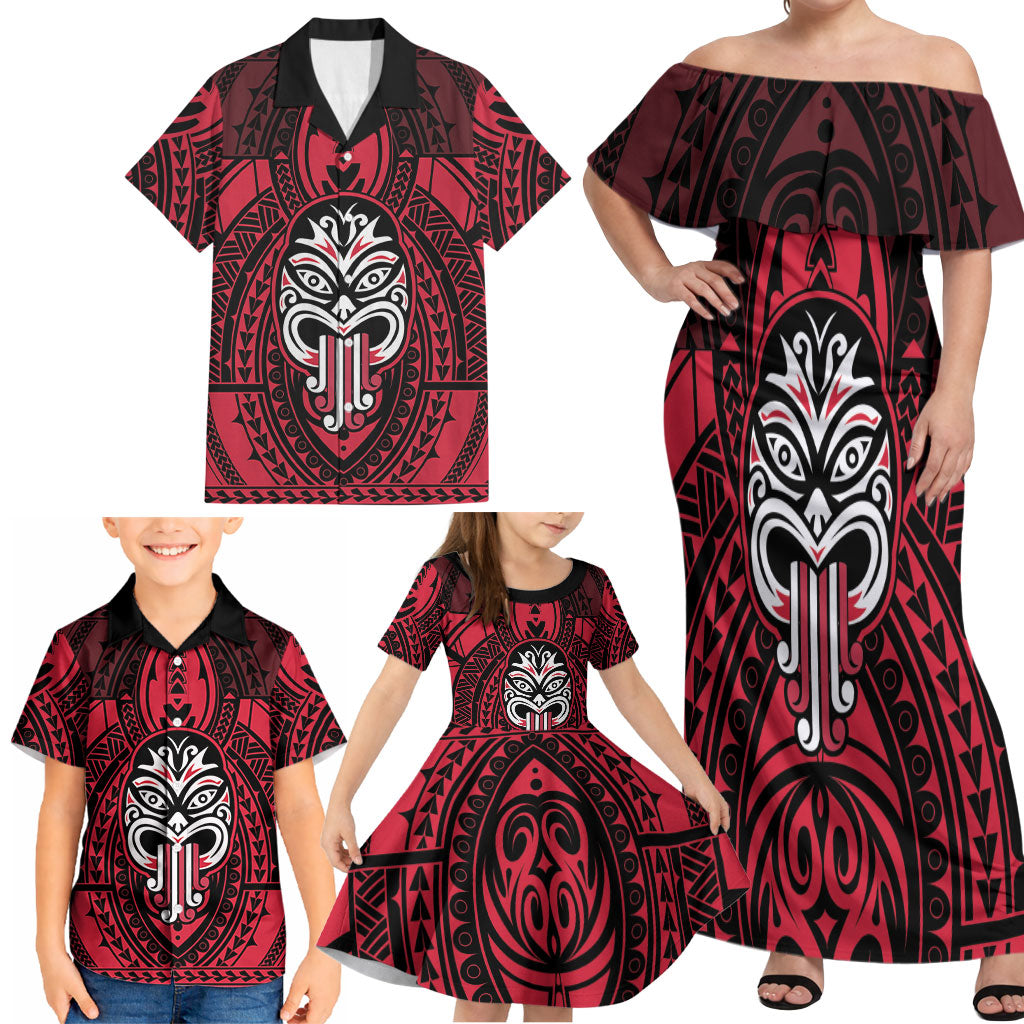 New Zealand Maori Language Week Family Matching Off Shoulder Maxi Dress and Hawaiian Shirt Te Wiki O Te Reo Maori Hei Tiki