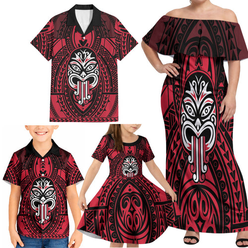New Zealand Maori Language Week Family Matching Off Shoulder Maxi Dress and Hawaiian Shirt Te Wiki O Te Reo Maori Hei Tiki