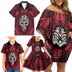New Zealand Maori Language Week Family Matching Off Shoulder Short Dress and Hawaiian Shirt Te Wiki O Te Reo Maori Hei Tiki