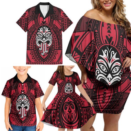 New Zealand Maori Language Week Family Matching Off Shoulder Short Dress and Hawaiian Shirt Te Wiki O Te Reo Maori Hei Tiki