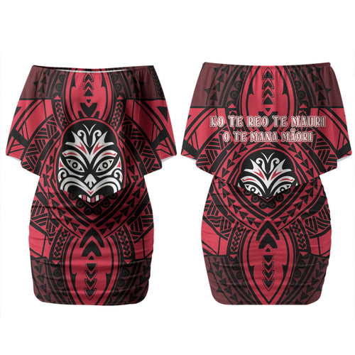New Zealand Maori Language Week Family Matching Off Shoulder Short Dress and Hawaiian Shirt Te Wiki O Te Reo Maori Hei Tiki