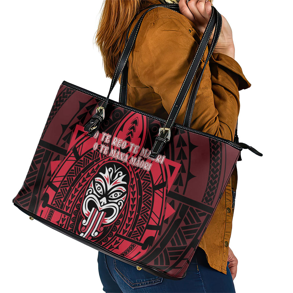New Zealand Maori Language Week Leather Tote Bag Te Wiki O Te Reo Maori Hei Tiki