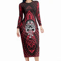 New Zealand Maori Language Week Long Sleeve Bodycon Dress Te Wiki O Te Reo Maori Hei Tiki