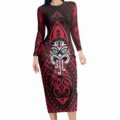 New Zealand Maori Language Week Long Sleeve Bodycon Dress Te Wiki O Te Reo Maori Hei Tiki