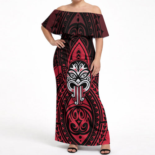 New Zealand Maori Language Week Off Shoulder Maxi Dress Te Wiki O Te Reo Maori Hei Tiki