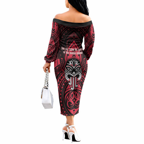 New Zealand Maori Language Week Off The Shoulder Long Sleeve Dress Te Wiki O Te Reo Maori Hei Tiki