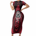 New Zealand Maori Language Week Short Sleeve Bodycon Dress Te Wiki O Te Reo Maori Hei Tiki