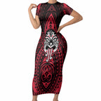 New Zealand Maori Language Week Short Sleeve Bodycon Dress Te Wiki O Te Reo Maori Hei Tiki