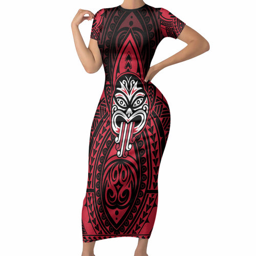 New Zealand Maori Language Week Short Sleeve Bodycon Dress Te Wiki O Te Reo Maori Hei Tiki