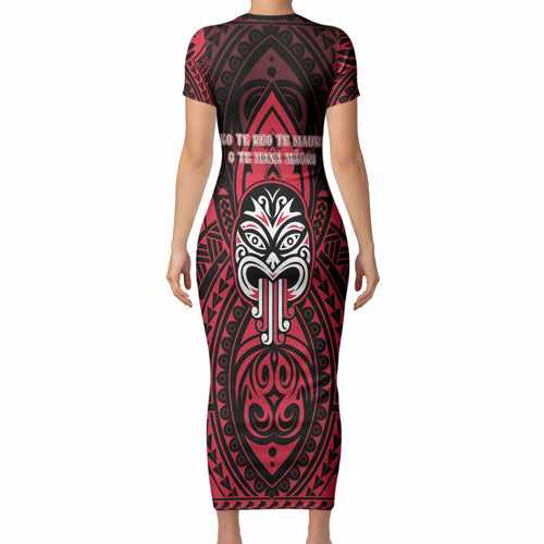 New Zealand Maori Language Week Short Sleeve Bodycon Dress Te Wiki O Te Reo Maori Hei Tiki