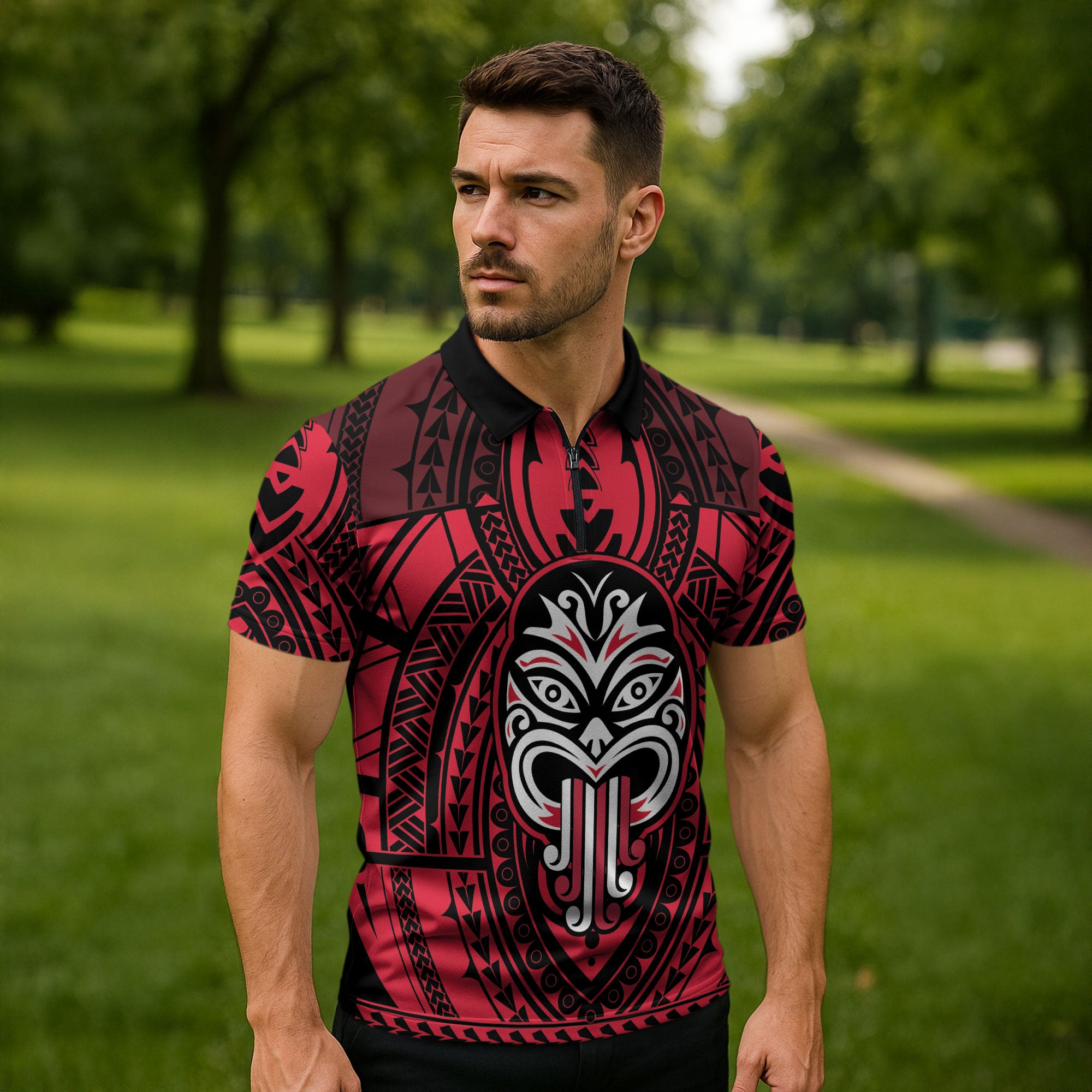 New Zealand Maori Language Week Zipper Polo Shirt Te Wiki O Te Reo Maori Hei Tiki