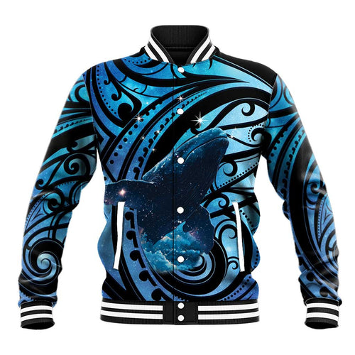 New Zealand Matariki Baseball Jacket Maori Humpback Whale Galaxy