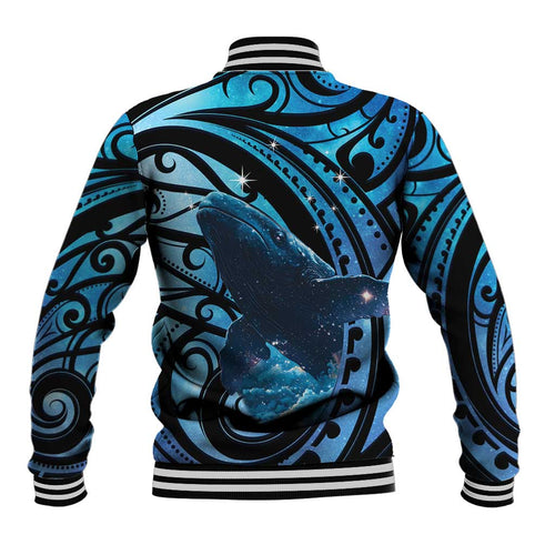 New Zealand Matariki Baseball Jacket Maori Humpback Whale Galaxy