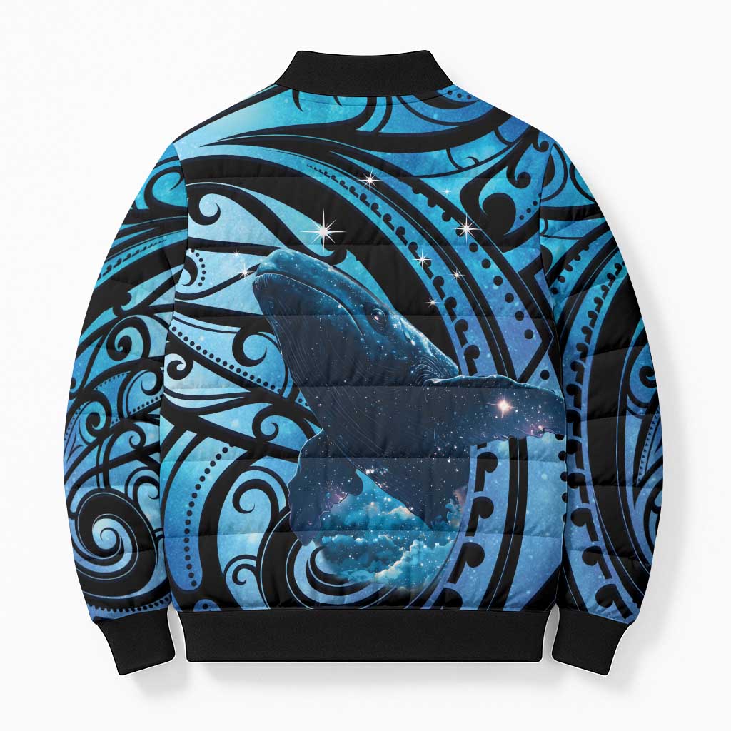 New Zealand Matariki Bomber Puffer Jacket Maori Humpback Whale Galaxy