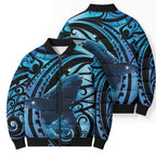 New Zealand Matariki Bomber Puffer Jacket Maori Humpback Whale Galaxy