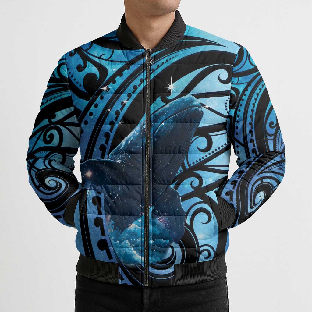 New Zealand Matariki Bomber Puffer Jacket Maori Humpback Whale Galaxy