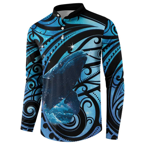 New Zealand Matariki Button Sweatshirt Maori Humpback Whale Galaxy