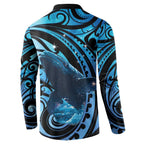 New Zealand Matariki Button Sweatshirt Maori Humpback Whale Galaxy