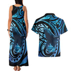 New Zealand Matariki Couples Matching Tank Maxi Dress and Hawaiian Shirt Maori Humpback Whale Galaxy