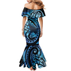 New Zealand Matariki Family Matching Mermaid Dress and Hawaiian Shirt Maori Humpback Whale Galaxy