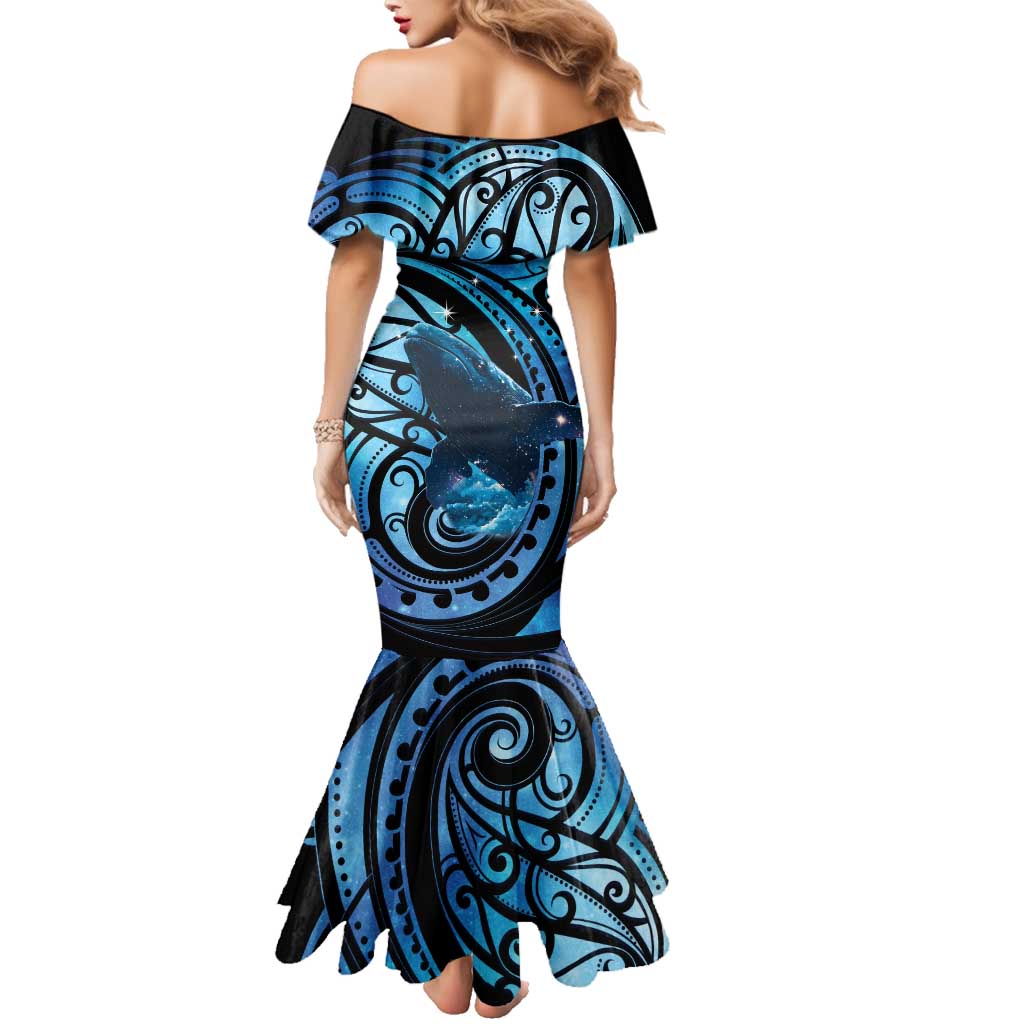 New Zealand Matariki Family Matching Mermaid Dress and Hawaiian Shirt Maori Humpback Whale Galaxy