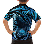 New Zealand Matariki Family Matching Puletasi and Hawaiian Shirt Maori Humpback Whale Galaxy