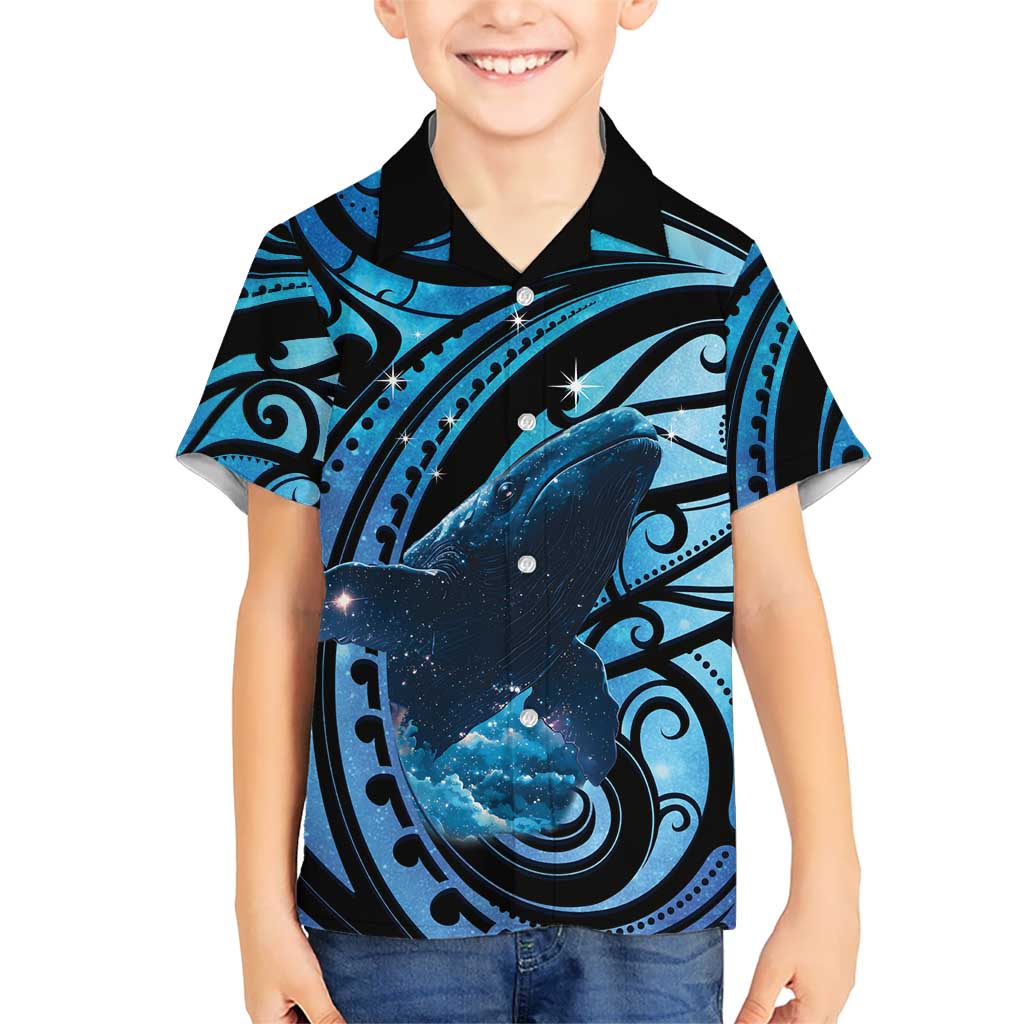 New Zealand Matariki Kid Hawaiian Shirt Maori Humpback Whale Galaxy