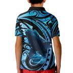 New Zealand Matariki Kid Polo Shirt Maori Humpback Whale Galaxy